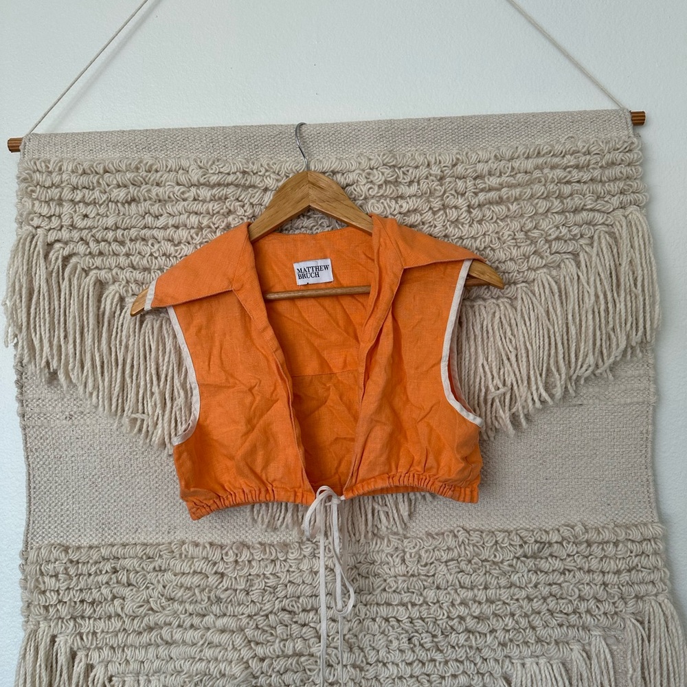 Matthew Bruch Tie Waist Crop Top